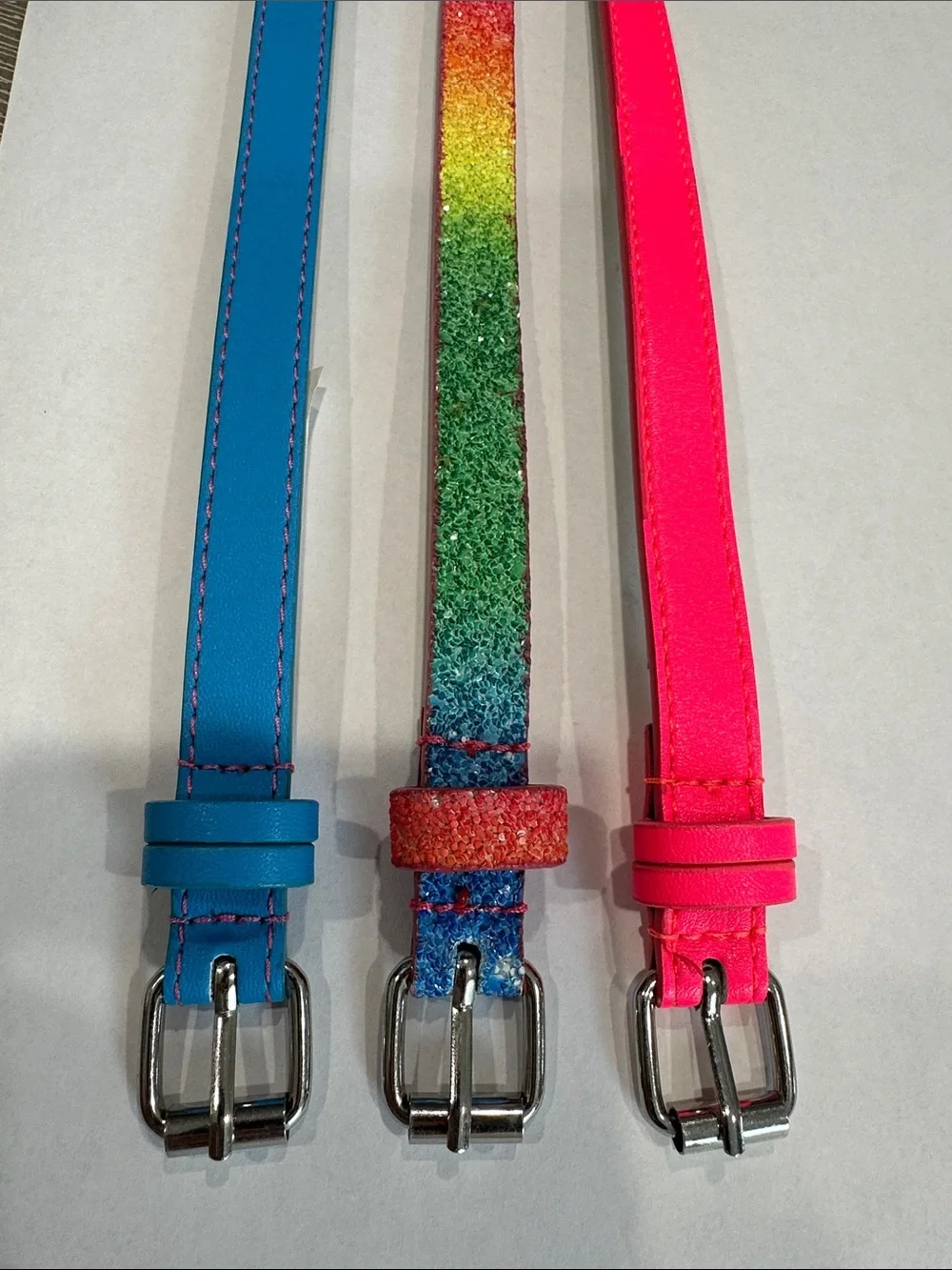 Kids Rainbow Glitter Belt with Blue and Hot Pink Options